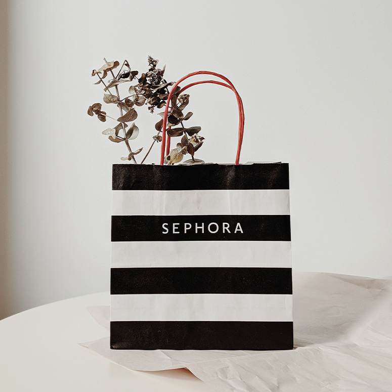 Sephora bag on a table